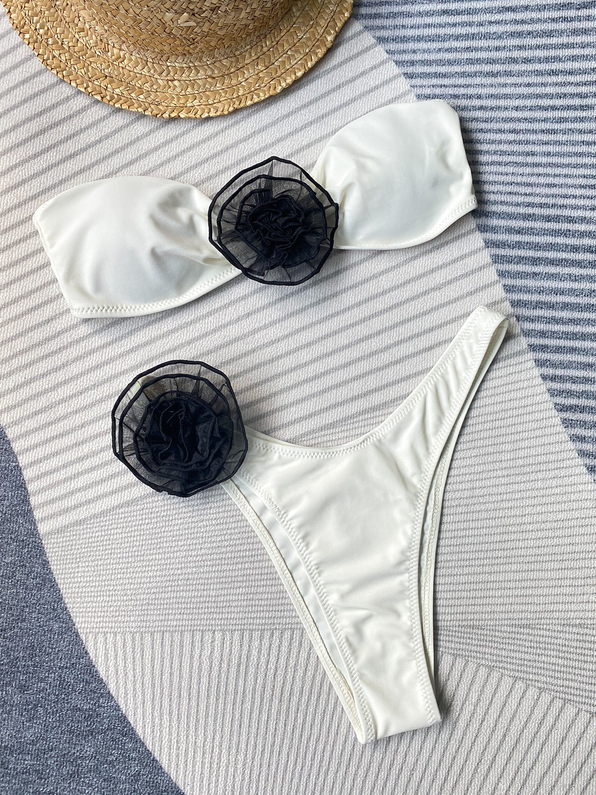 Bikini Cross-border Tube Top Sexy Three-dimensional Flower Split Swimsuit - Peek A Boo Undies
