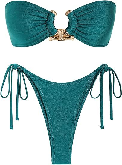 Tüp Üst Bikini Metal Tokalı Mayo Kadın