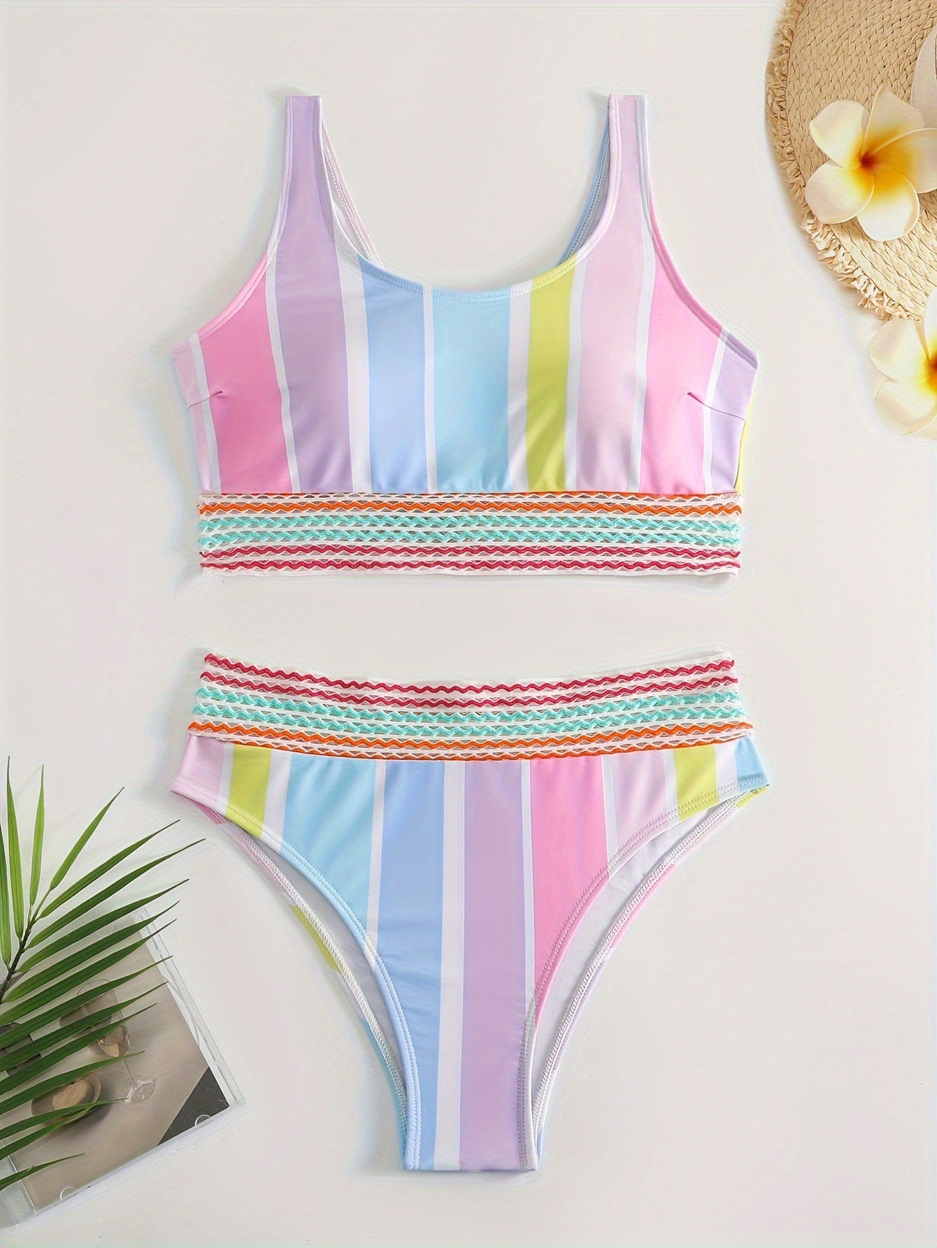 Swimwear Sports Casual Striped Bikini - Peek A Boo Undies
