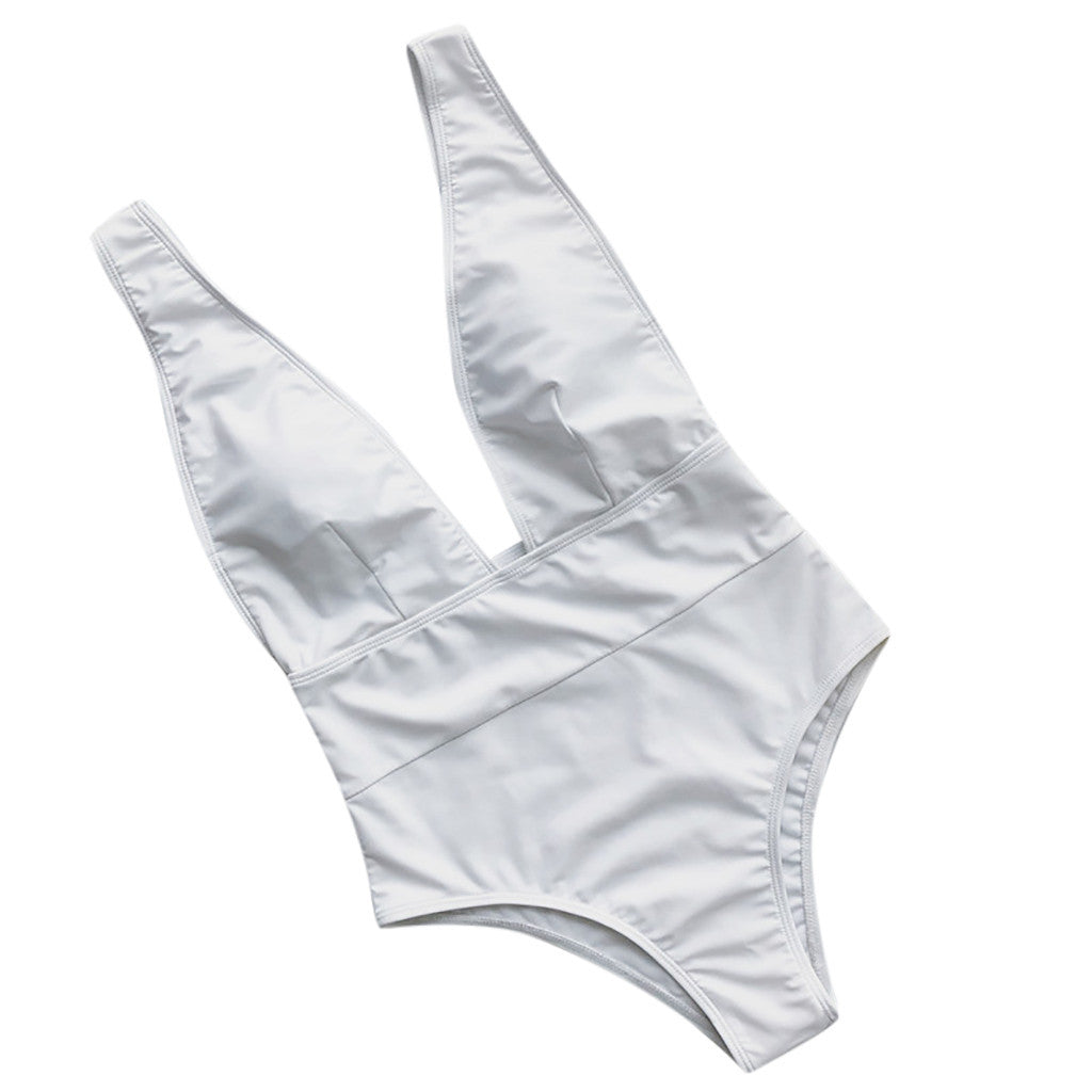 One-piece V-neck, Leak-back And High-waisted Sexy Ladies Swimsuit - Peek A Boo Undies