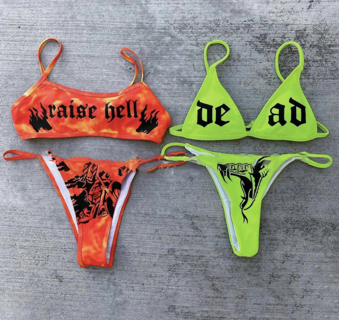 Snakeskin Cloth Fluorescent Color Bikini - Peek A Boo Undies