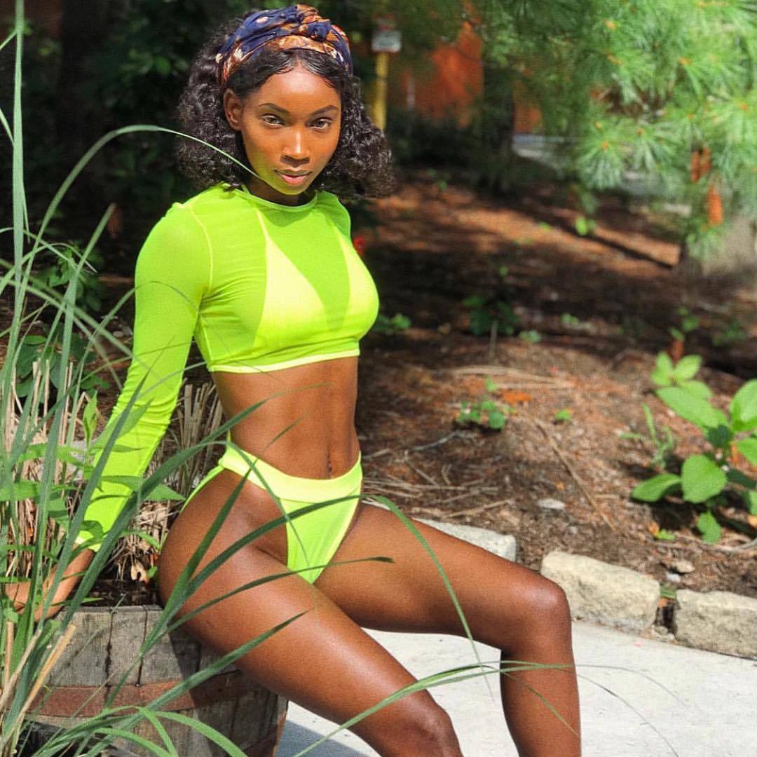 3 Piece Neon Green Bikini Swimsuit Women Long Sleeve Swimwear - Peek A Boo Undies