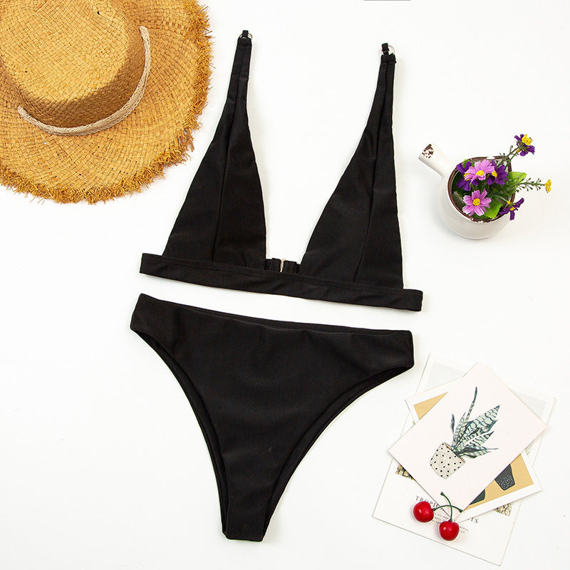 Bikini Deep V Swimsuit Beach High Waist Two Piece Brazilian Swimwear Bathing Suit - Peek A Boo Undies