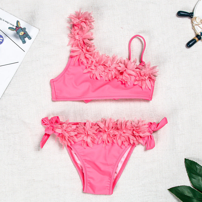 New Style Swimsuit Female Generation Split Baby Pink Lace Swimsuit Wholesale Foreign Trade Cross-Border Children'S Bikini - Peek A Boo Undies