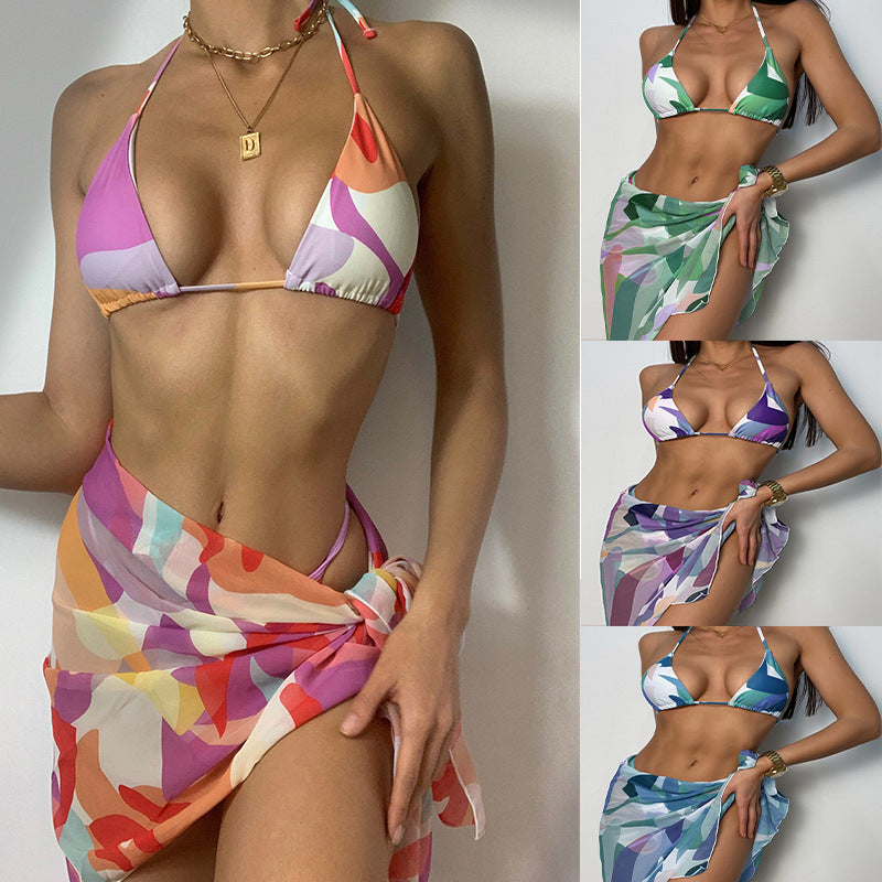 Sexy Lace-Up Backless Split Swimsuit Three-Piece Stitching Bikini - Peek A Boo Undies