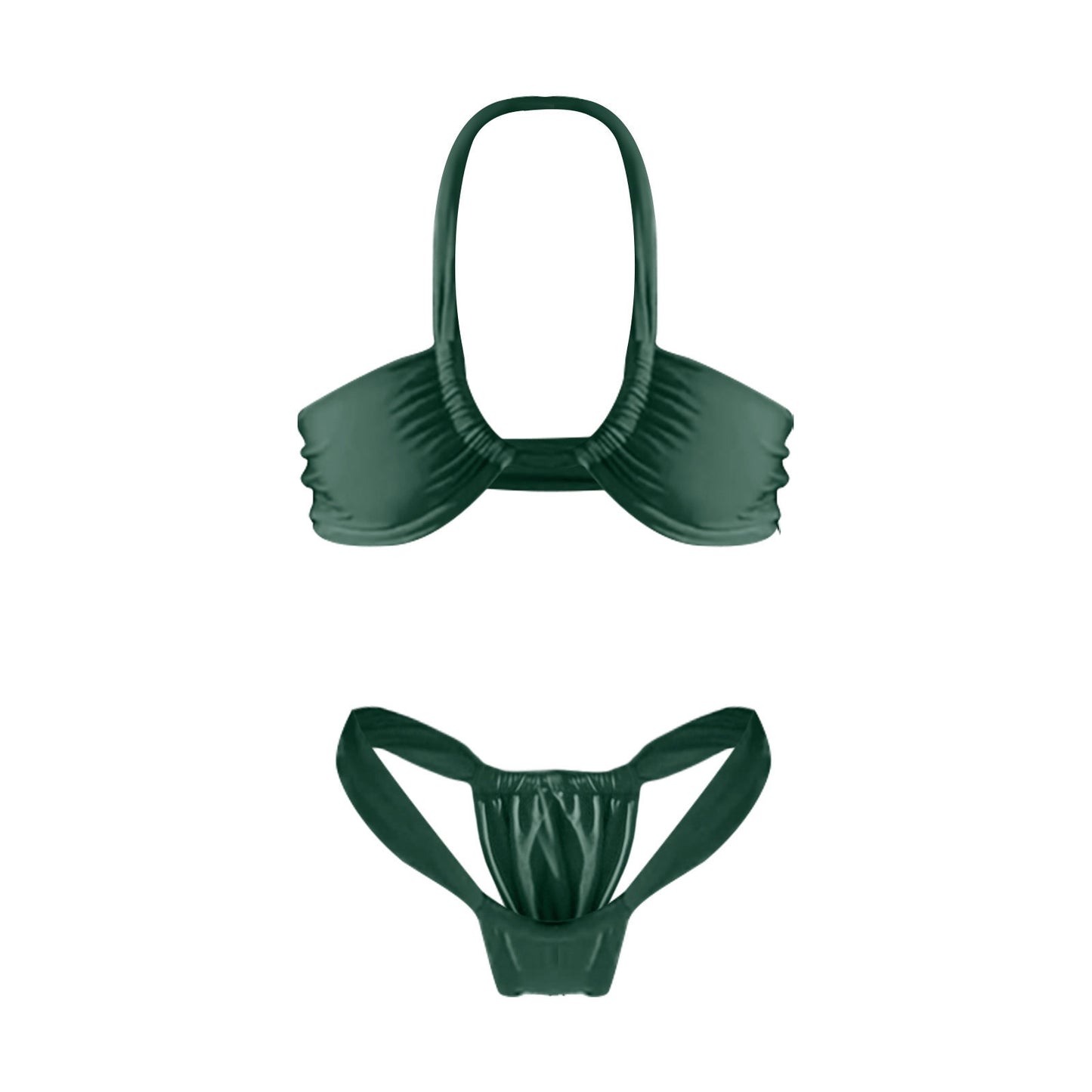 Women's Solid Color Split Bikini Swimsuit - Peek A Boo Undies