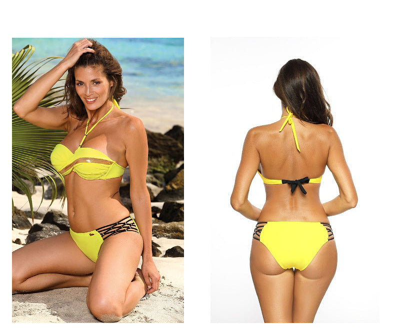 New Swimsuit Split Solid Color BIKINI Swimming Tide Swimsuit - Peek A Boo Undies