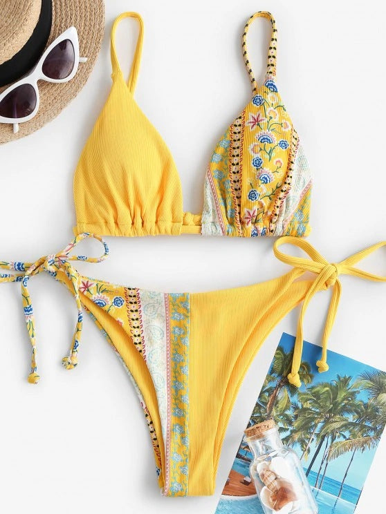 Split Two-piece Bikini Push-up Three-point - Peek A Boo Undies