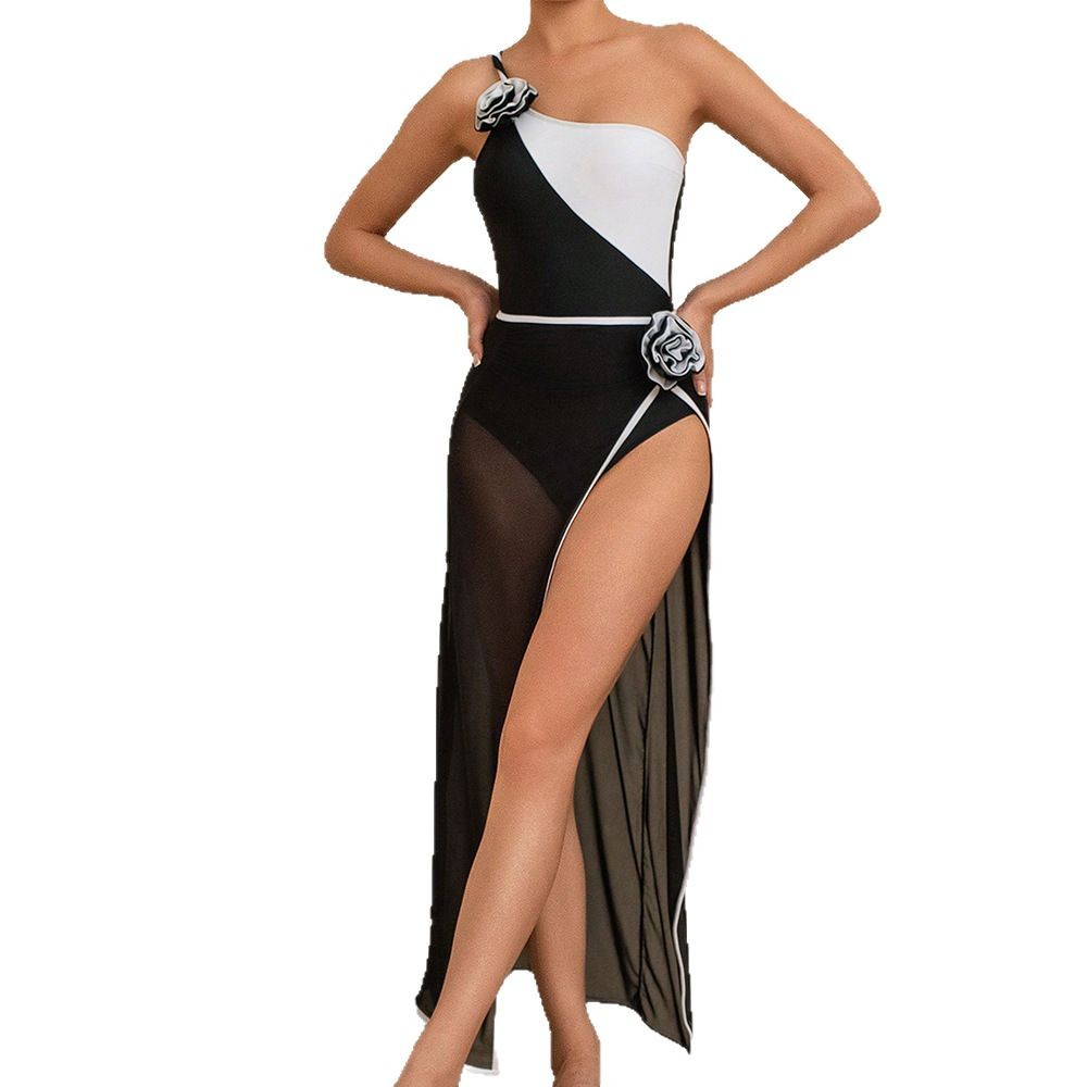 Ying Yang One-shoulder Three-dimensional One-piece Swimsuit