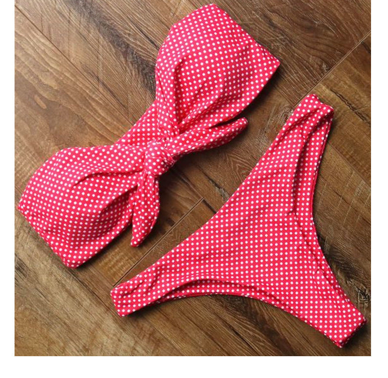 New Swimwear Dot High Waist Split Bikini European And American Swimsuit - Peek A Boo Undies