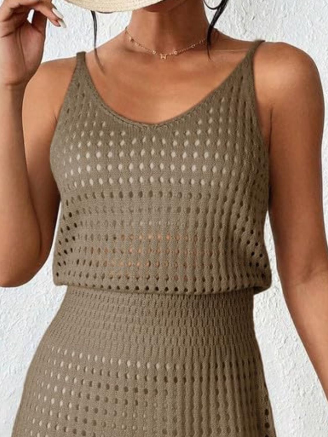 Openwork V-Neck Sleeveless Cover Up Dress - Peek A Boo Undies