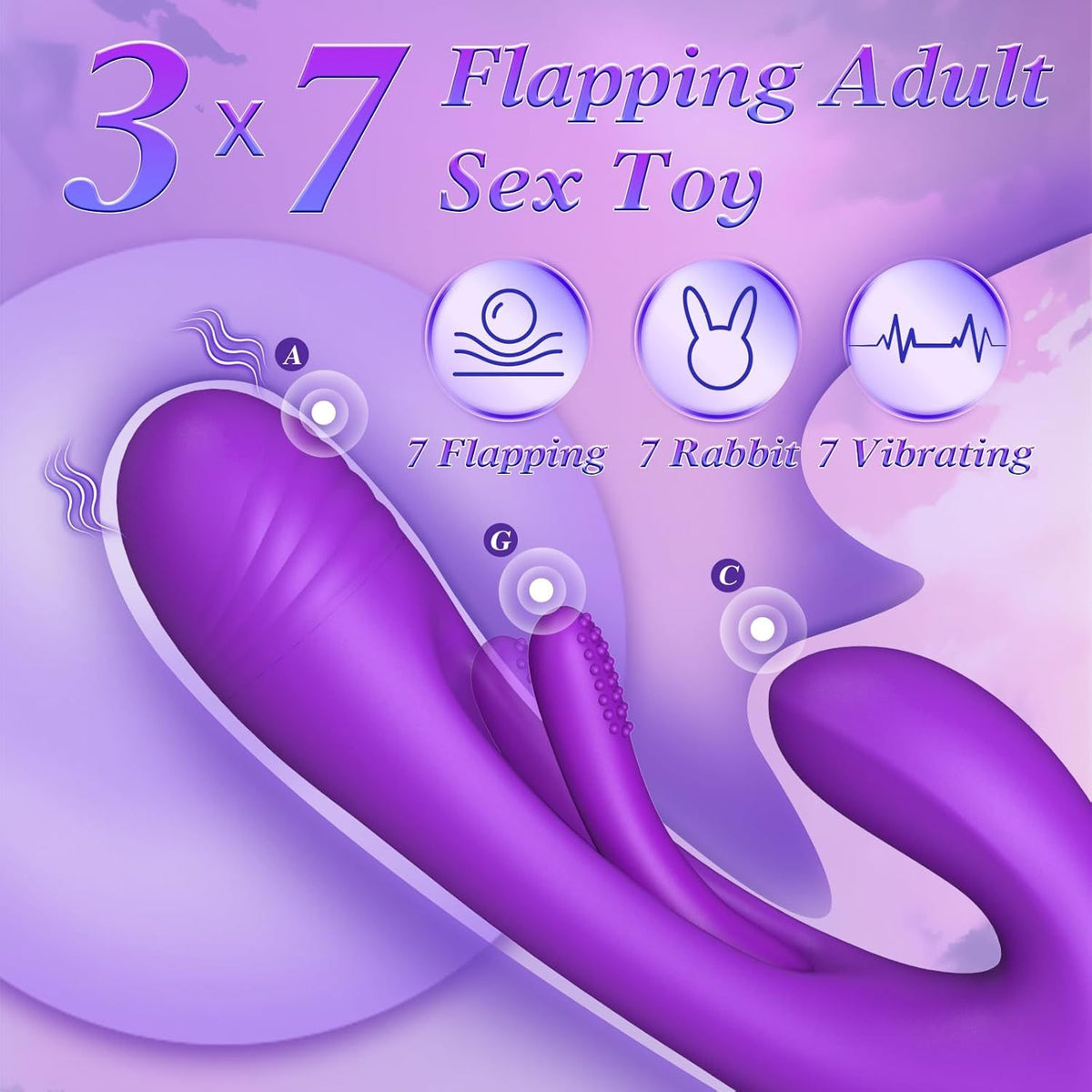 Rabbit Sexy Toys -LOVENOTE G Spot Massager For Women Clitoral Nipple Stimulation, 3 In 1 Sexy Toys With 14 Vibration & 7 Tongue Licking Flapping