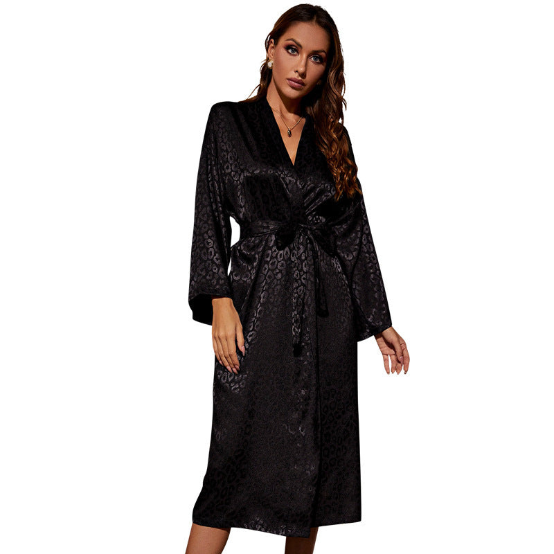 Women's Lace Up Home Black Long Sleeve Nightgown - Peek A Boo Undies