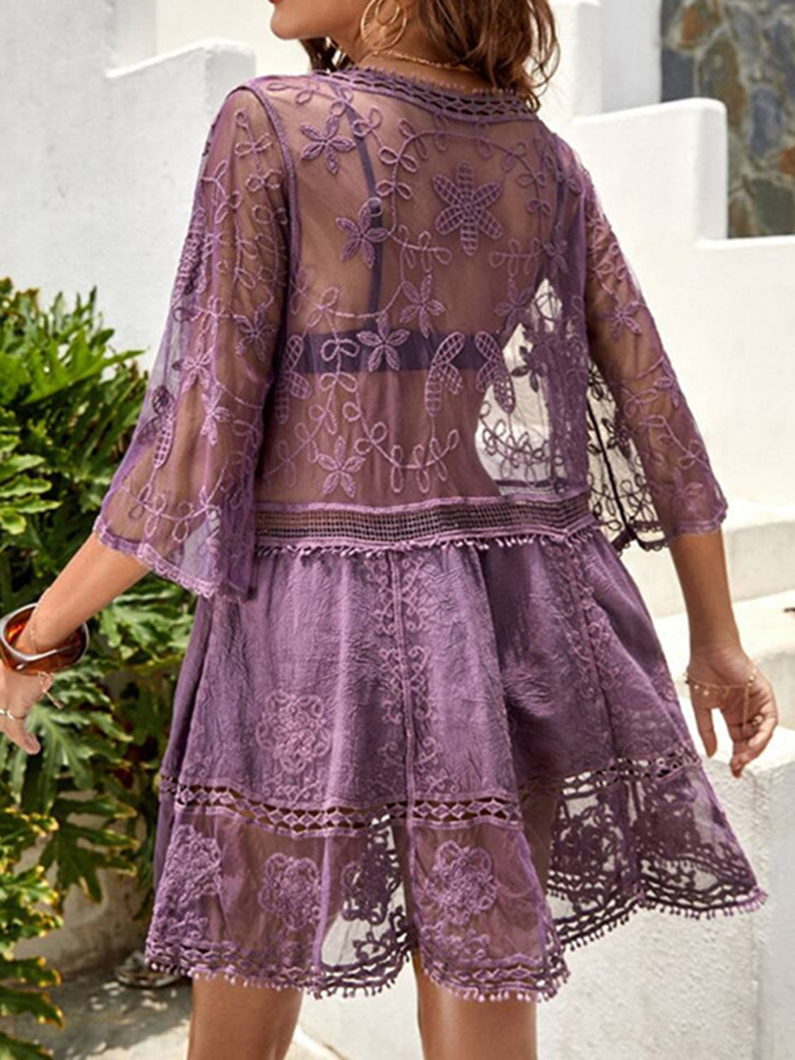 Lace Detail Plunge Cover-Up Dress - Peek A Boo Undies