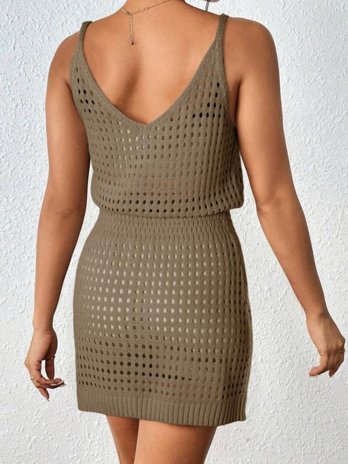 Openwork V-Neck Sleeveless Cover Up Dress - Peek A Boo Undies