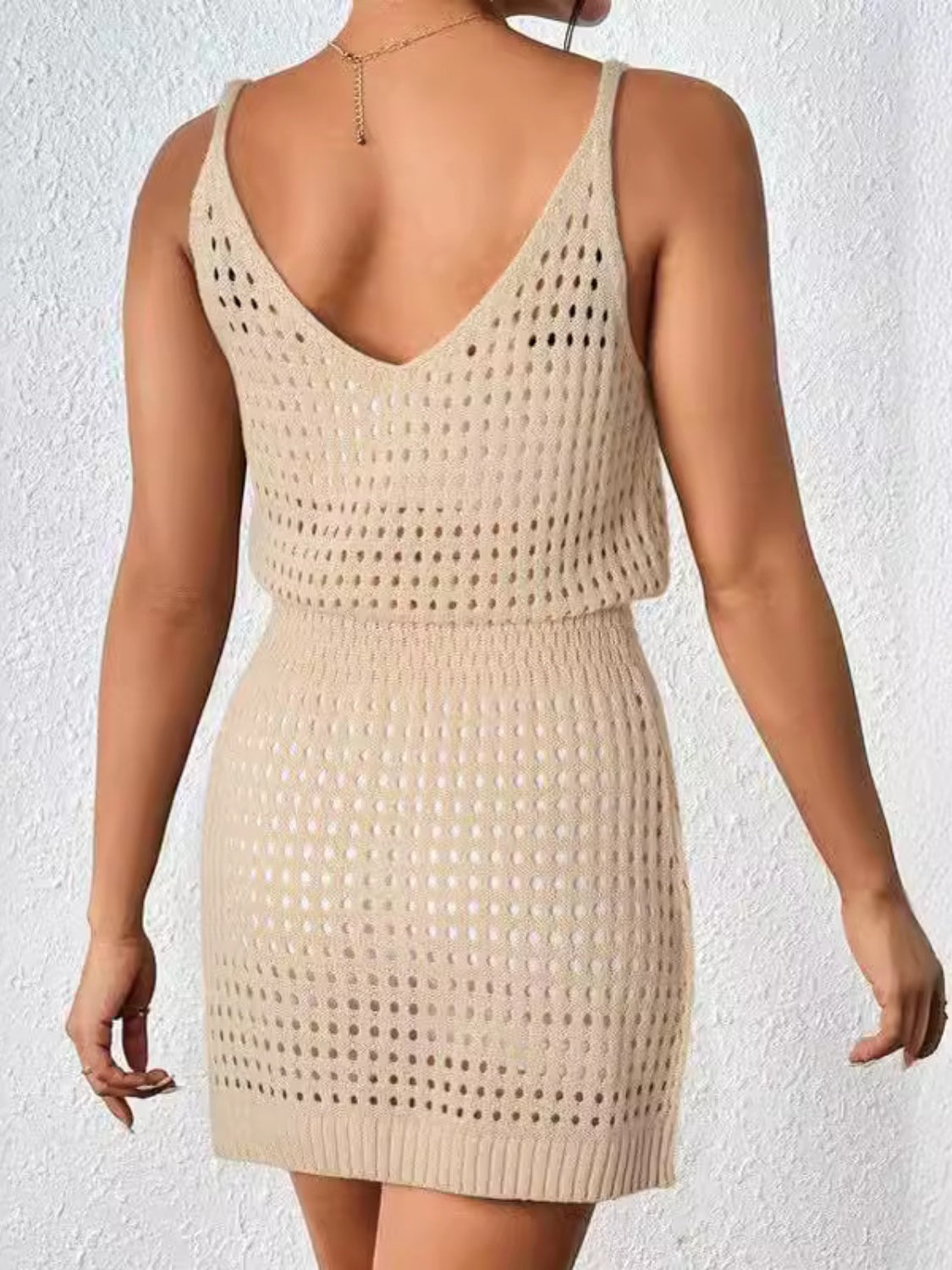 Openwork V-Neck Sleeveless Cover Up Dress - Peek A Boo Undies