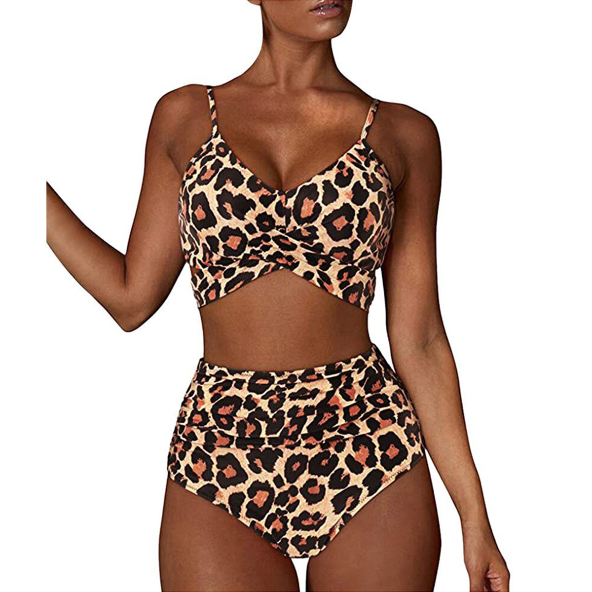 New Europe And America Cross Border Special Bikini Women's High Waist Split Cross Bag Swimsuit Color Bikini - Peek A Boo Undies
