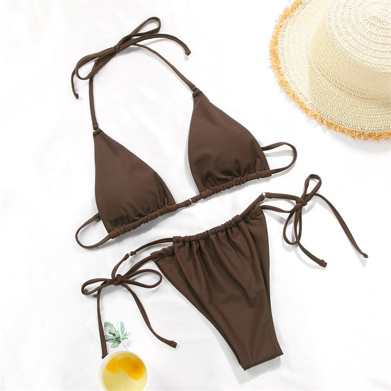Women's Polka Dot Print Split Swimsuit Bikini - Peek A Boo Undies