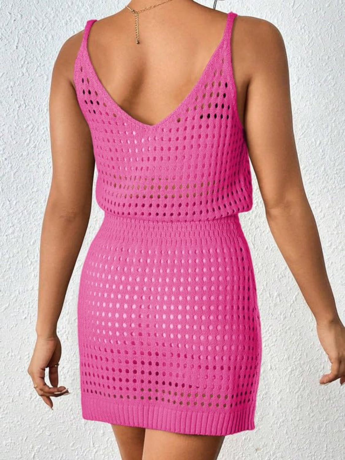 Openwork V-Neck Sleeveless Cover Up Dress - Peek A Boo Undies