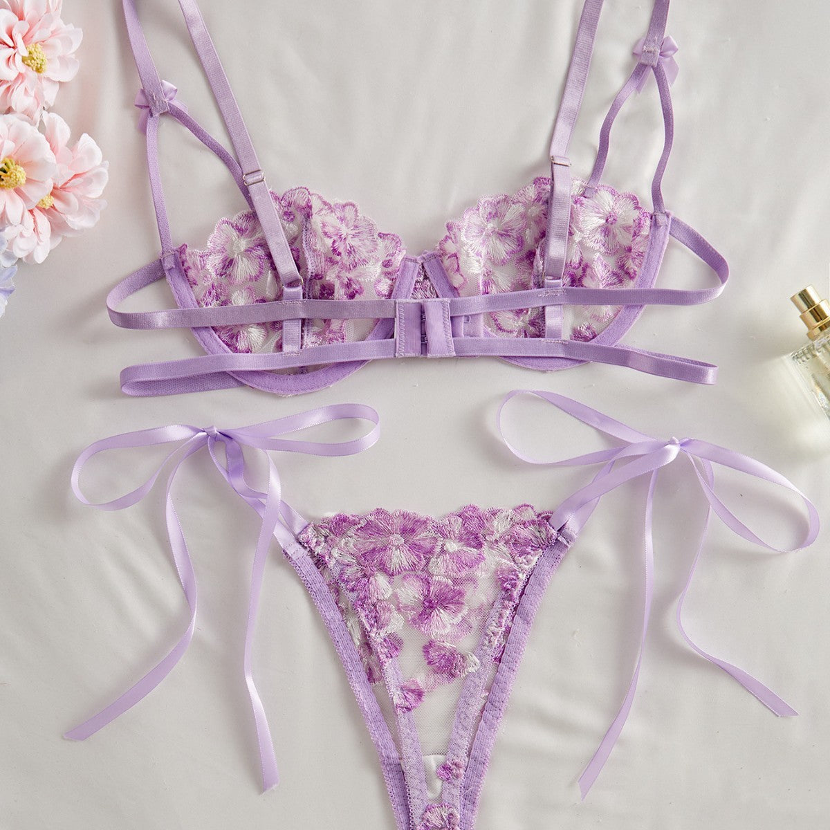 Snowflake Embroidery See-through Lingerie - Peek A Boo Undies