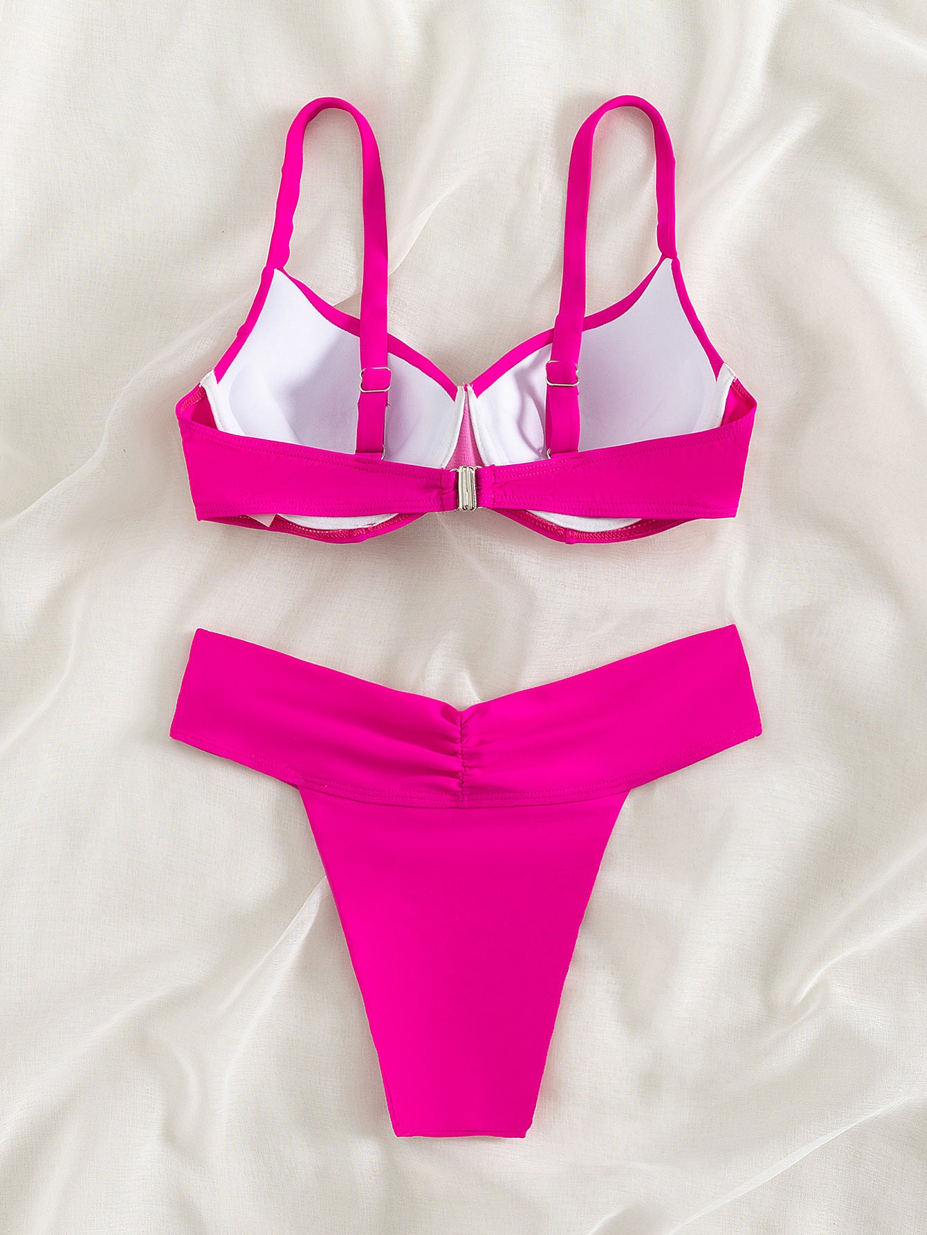 Sweets Bikini Solid Color Split Swimsuit - Peek A Boo Undies