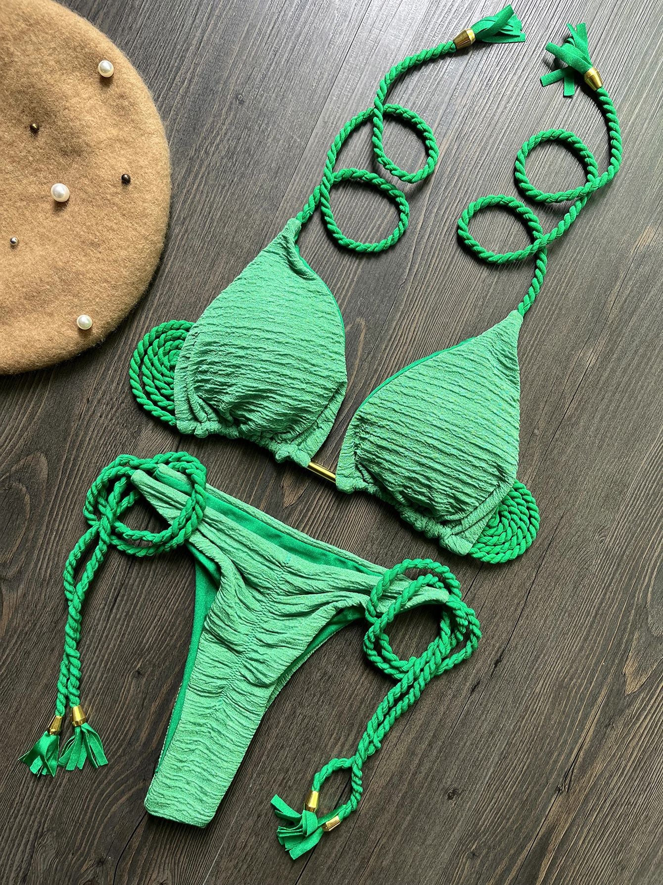 Women's Fashion Braided Rope Bikini Suit - Peek A Boo Undies