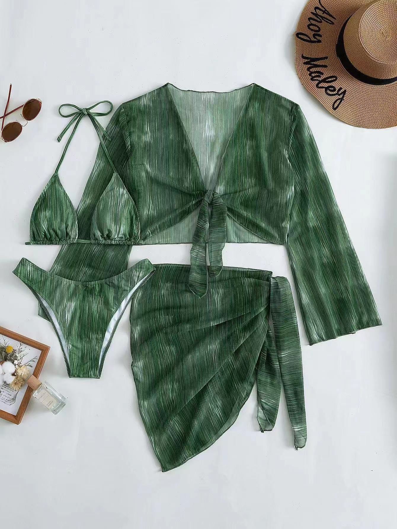 Mayo Yeni 4 Parça Set Bölünmüş Uzun Kollu Bikini Kadınlar İçin