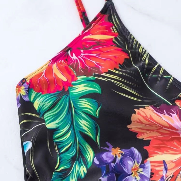 Kadın Yüksek Bel Külot Baskılı Bölünmüş Bikini