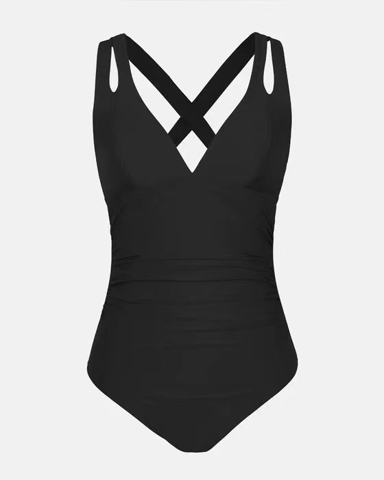 Bikini Triangle One-piece Solid Color Cross Shoulder Strap - Peek A Boo Undies