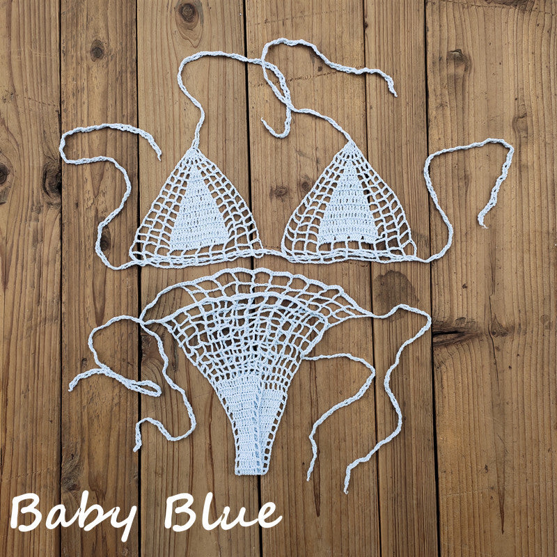 El Yapımı Tığ İşi Mini Bikini Takımı Plaj Mikro Mayo
