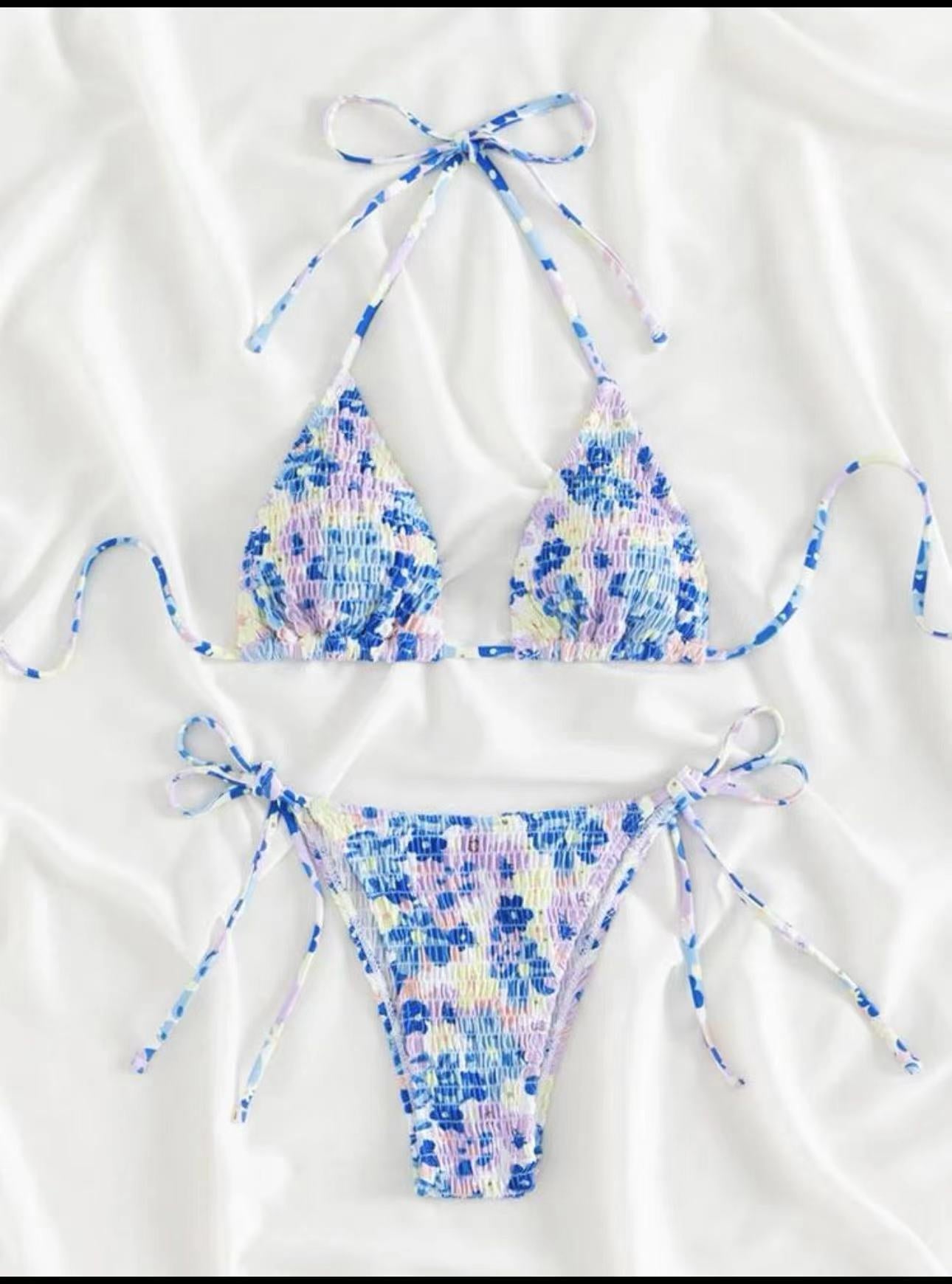 Women's Swimsuit Smocking Sexy Three-point Banded Bikini