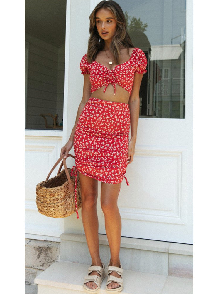 Ladies Fashion Pleated Tie Skirt Suit - Peek A Boo Undies