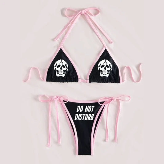3D Skull And Starry Sky Print Bikini Ladies Split Swimwear