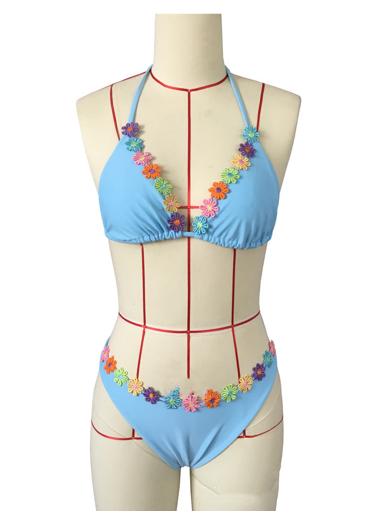 Swimsuit Split Triangle Bikini - Peek A Boo Undies