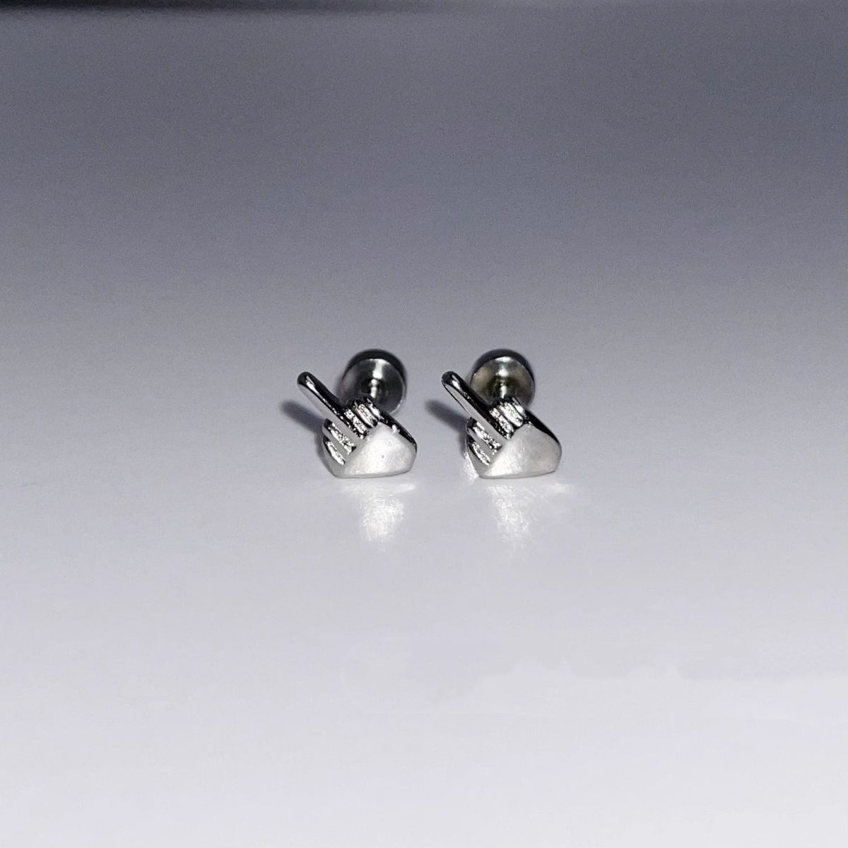 Niche Quirky Middle Finger Titanium Steel Screw Clasp Ear Cartilage Earring