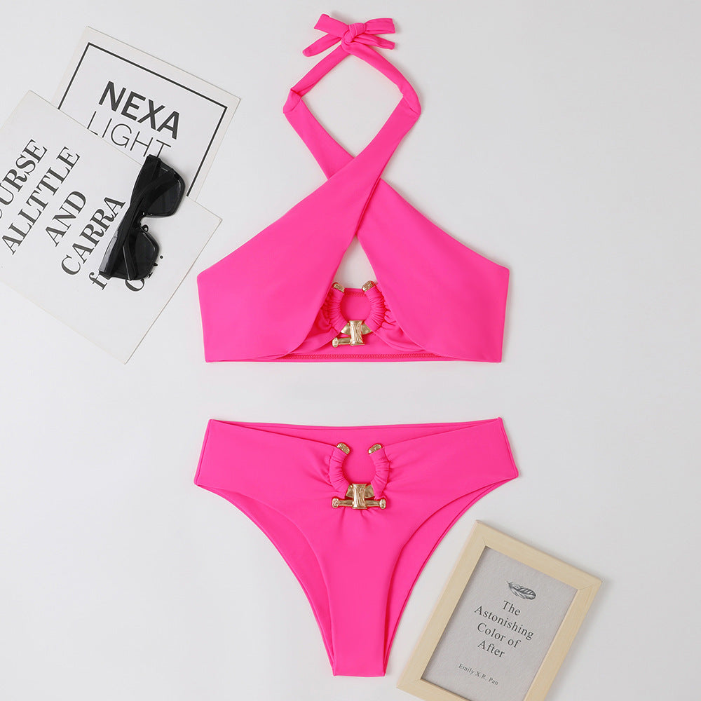 Cross-halterneck Swimsuit - Peek A Boo Undies