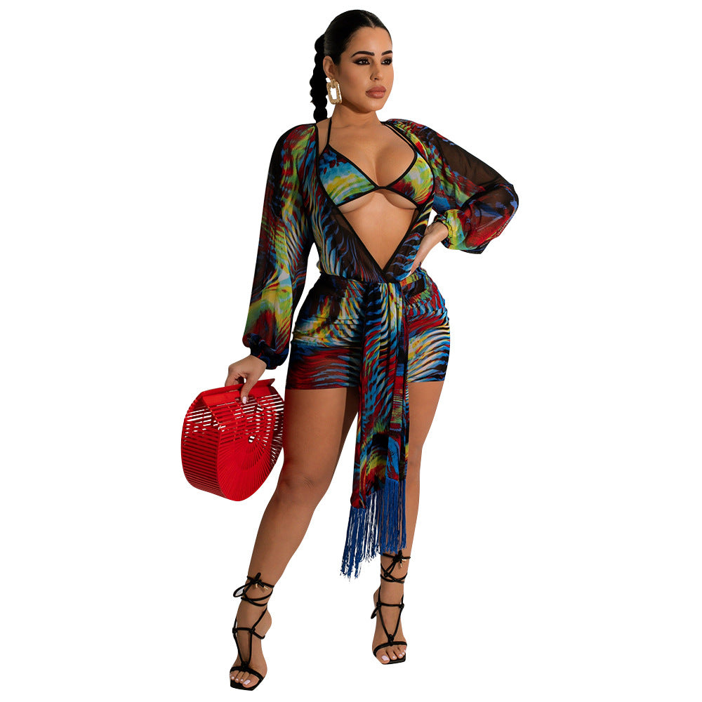 Transparan Mayo Bikini Üç Parça Takım