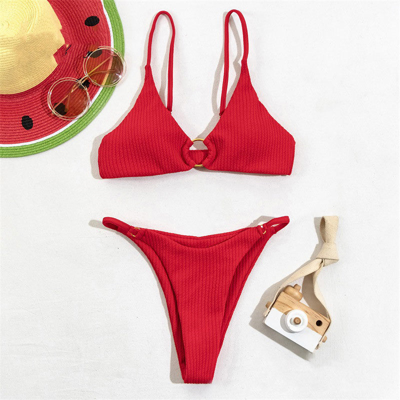 Solid Color Swimsuit - Peek A Boo Undies