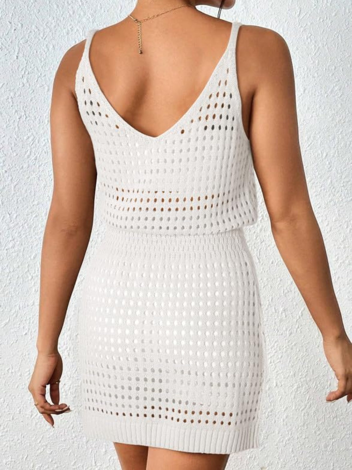 Openwork V-Neck Sleeveless Cover Up Dress - Peek A Boo Undies