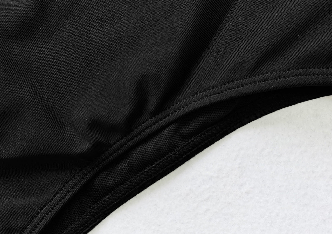 Black Navel Split Swimsuit Bikini - Peek A Boo Undies