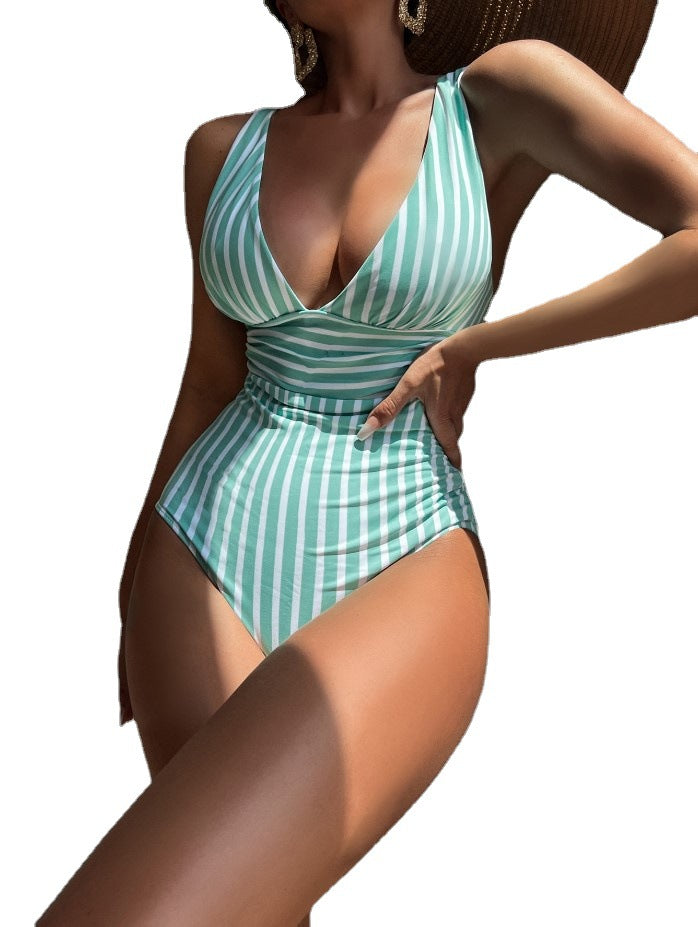One-piece Swimsuit Sexy Stripes Swimsuit Women's Multi-color Bikini - Peek A Boo Undies