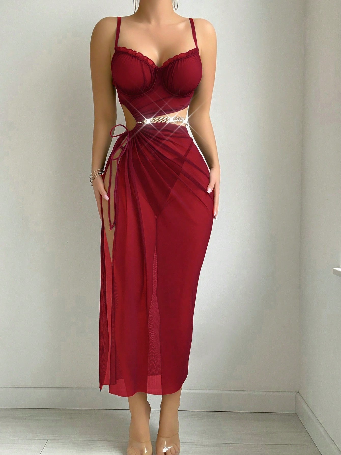 Sultry Red Long Lingerie