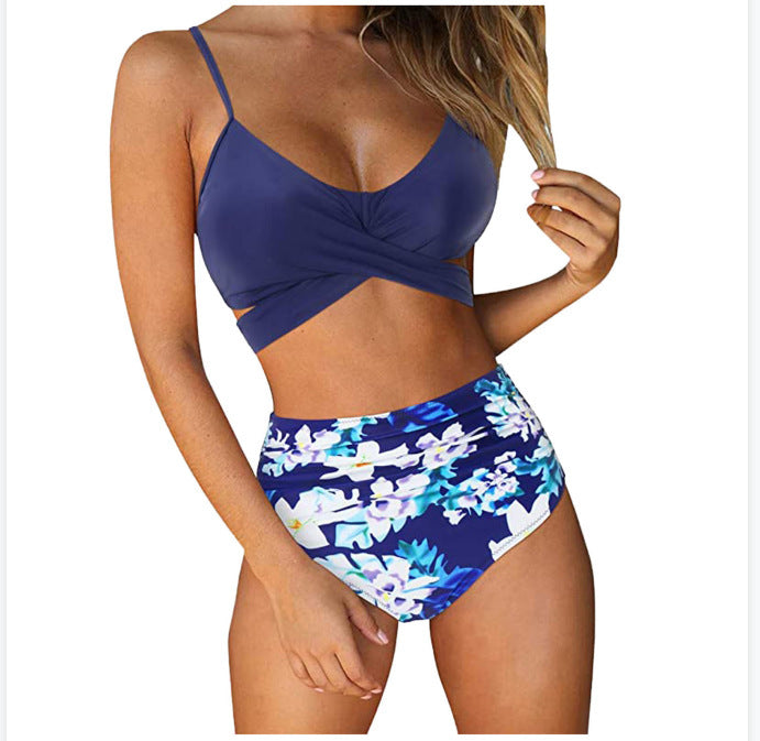 High Waist Floral Print Bikini Set Swimsuit - Peek A Boo Undies