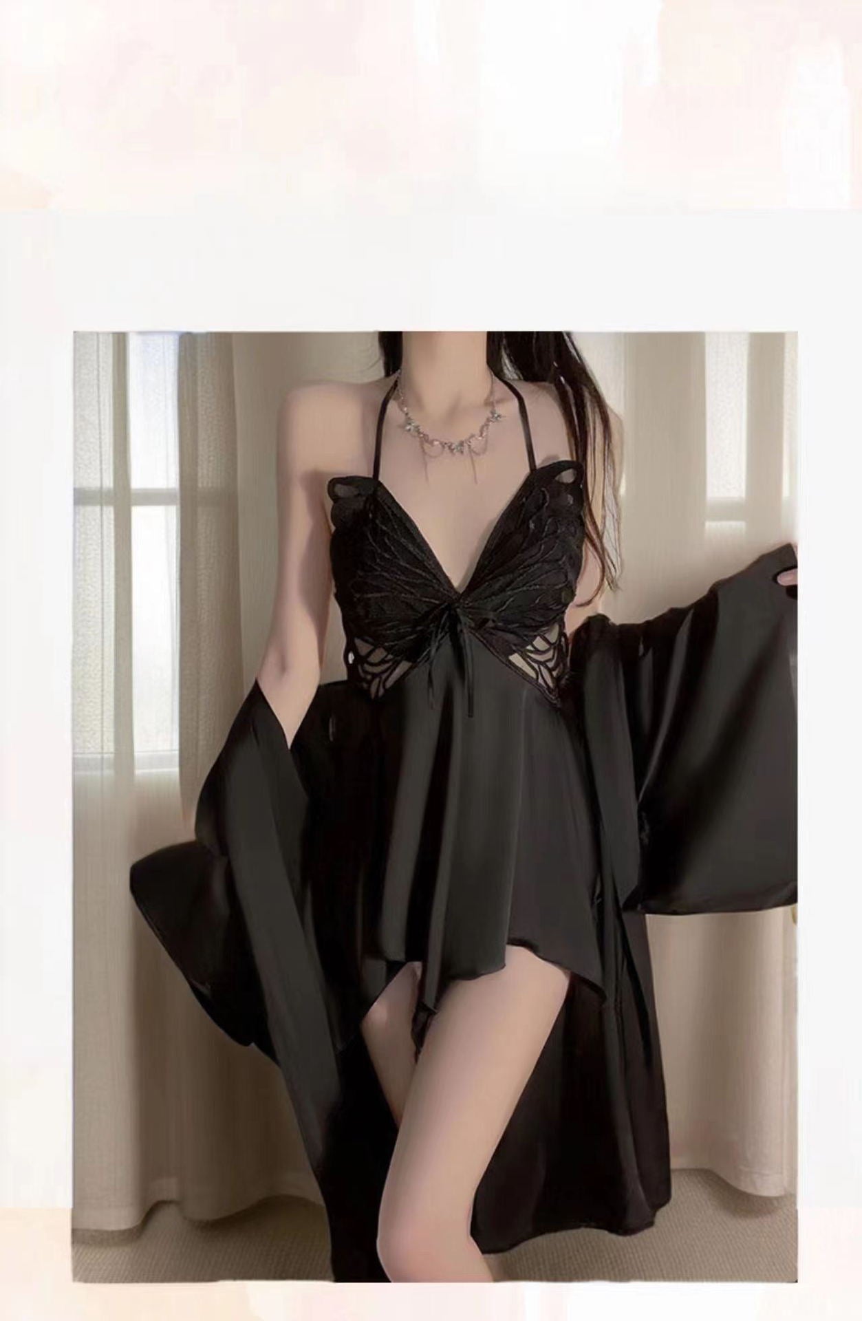 Lingerie Sexy Women's Nightdress Butterfly Halter Temptation Pajamas Sets