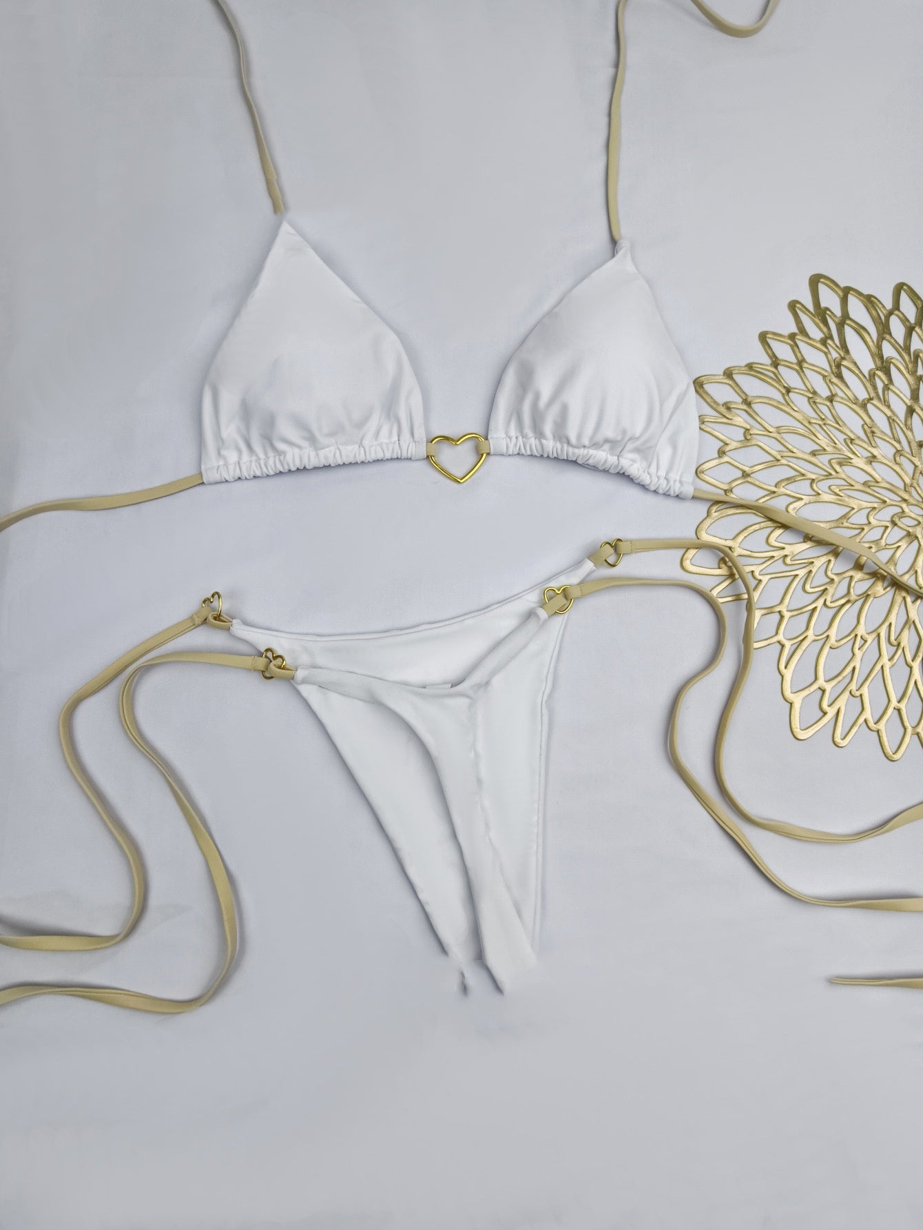 Lace Up Split Bikini Swimsuit