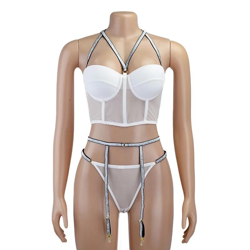 Lingerie Three-point Garter Set - Peek A Boo Undies