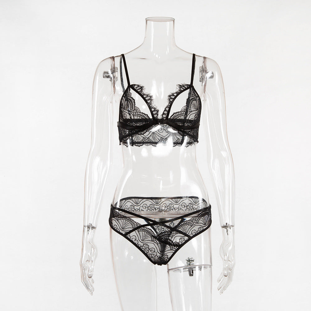 Sexy lace deep V perspective strappy lingerie - Peek A Boo Undies