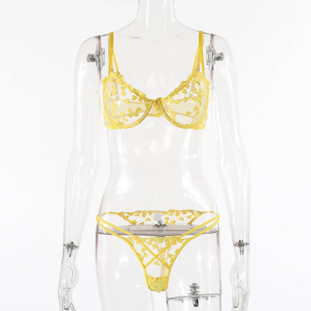 Sea Love Women's Crochet Lace Perspective Bow Lingerie