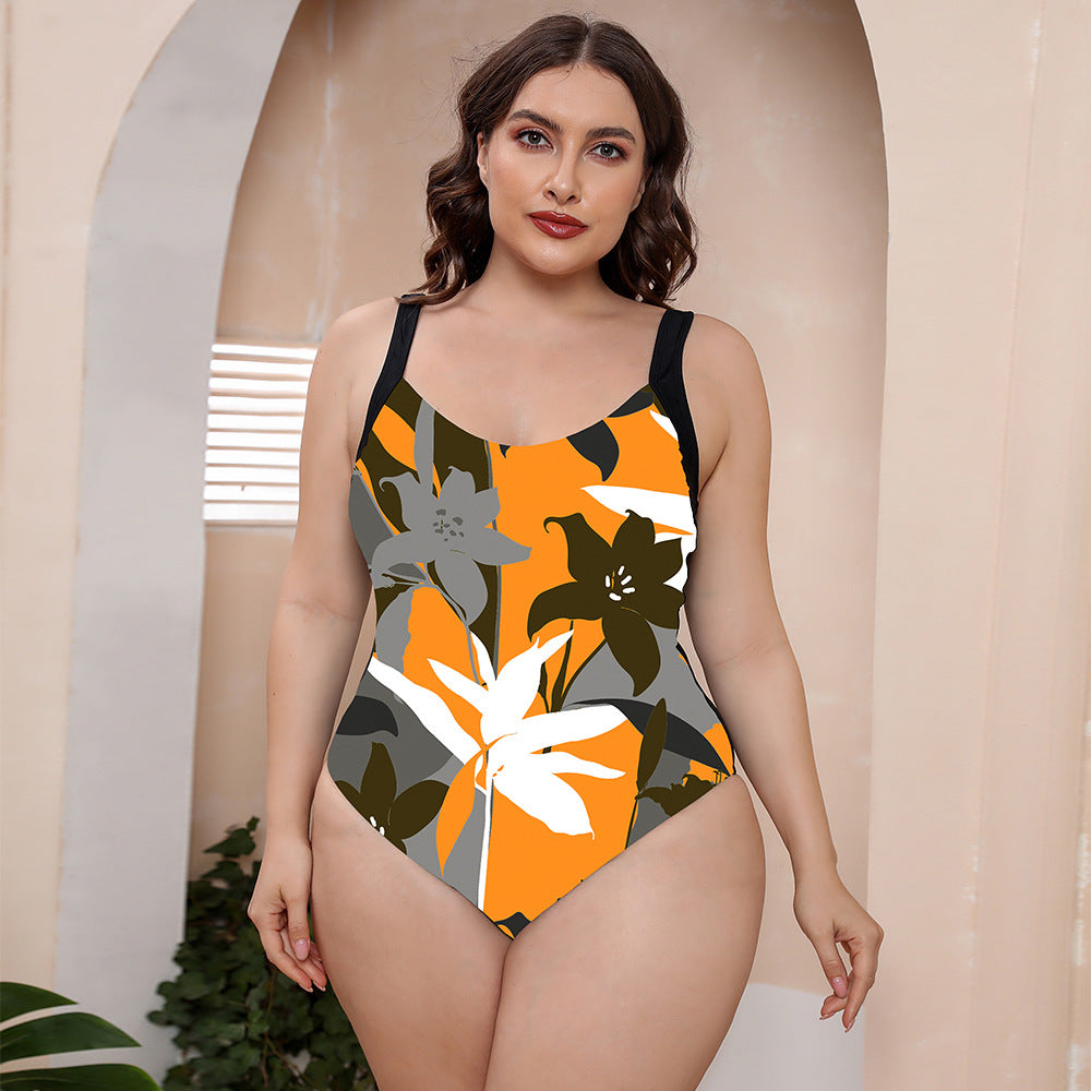 One-piece Bikini Conservative Hot Spring Bathing Suit Vest Spaghetti-strap Floral Print Swimsuit