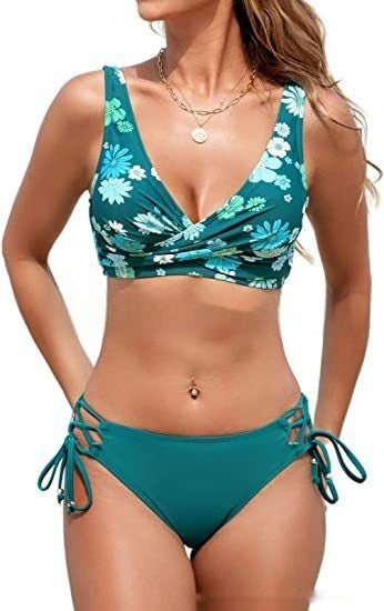 Sexy Halter Bikini Women's Split Lace-up Swimsuit